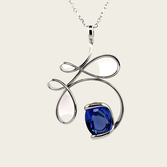 Ketting design groot met blauw swarovski kristal 45 cm