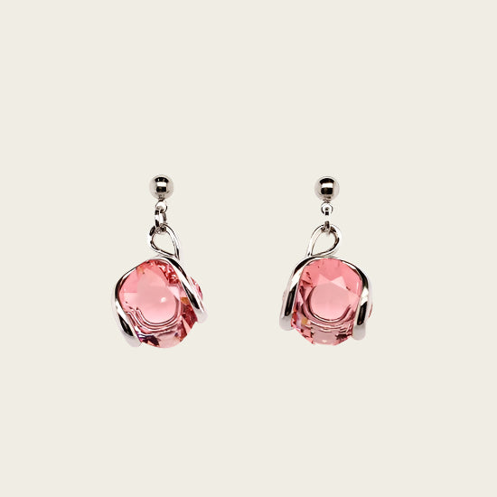 Oorstekers design met rosé swarovski kristal
