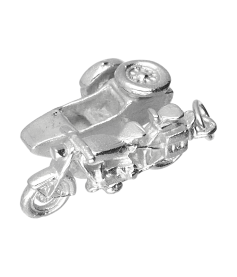 Silver German sidecar with motorcycle chain pendant