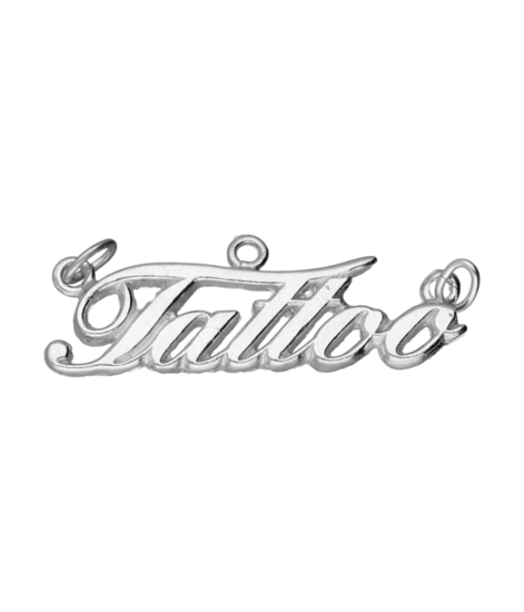 Zilveren Tattoo letters groot kettinghanger