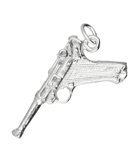 Zilveren Luger pistool kettinghanger