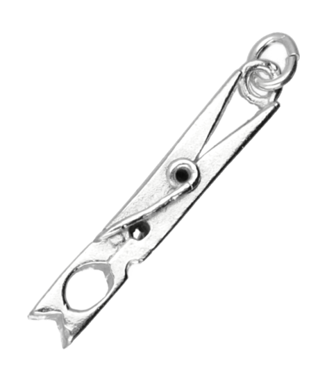 Zilveren wasknijper middel kettinghanger