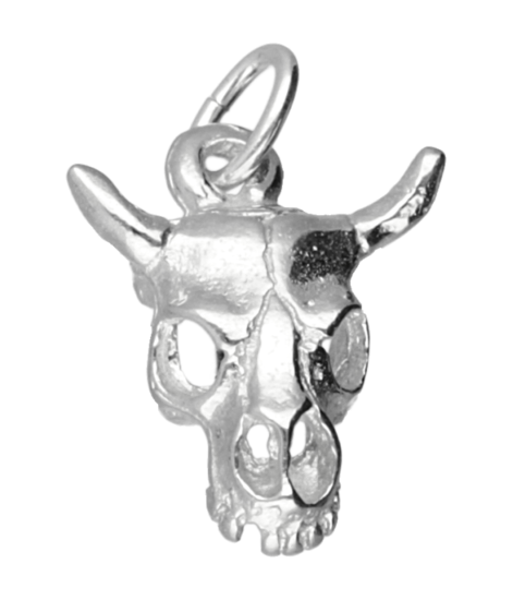 Silver Bull Skull Small Necklace Pendant
