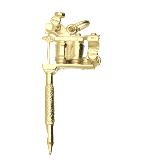 Gouden Tattoo machine XL kettinghanger
