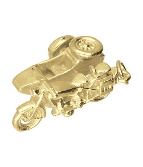 Golden German sidecar with motorcycle chain pendant