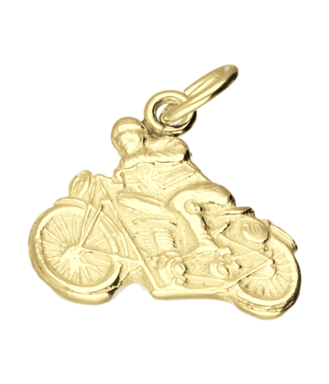 Gouden Engelse motor met rijder vlak kettinghanger