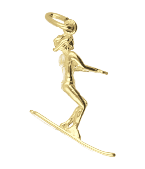 Gouden Waterskiër ketting hanger