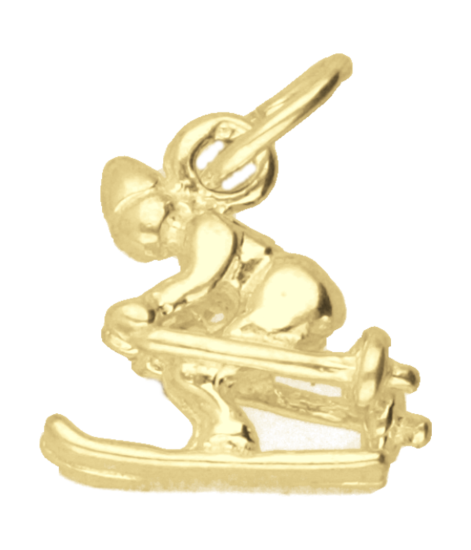 Gouden Skier klein ketting hanger