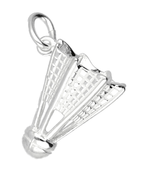 Zilveren Badminton shuttle ketting hanger - groot