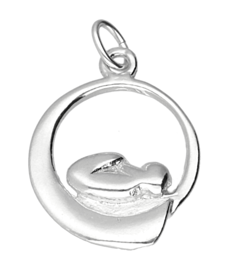 Zilveren Baby in buik ketting hanger