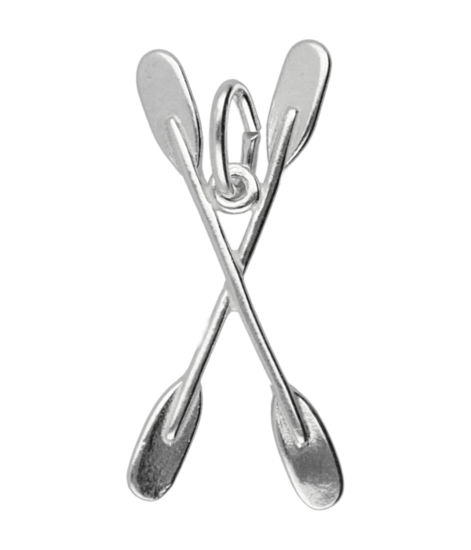 Zilveren Peddel ketting hanger - duo