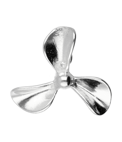 Silver Ship Propeller Necklace Pendant - Large