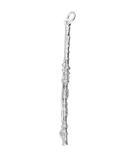 Zilveren Dwarsfluit groot ketting hanger