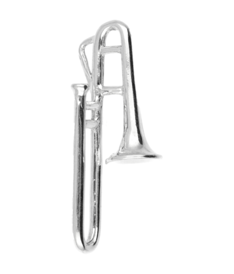 Zilveren Trombone groot ketting hanger
