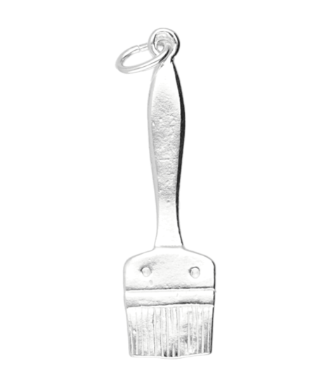 Zilveren Kwast ketting hanger - groot