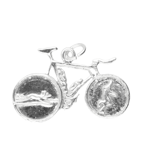 Zilveren Triathlon fiets ketting hanger