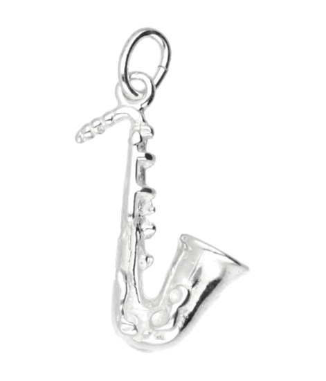 Zilveren Saxofoon ketting hanger - middel