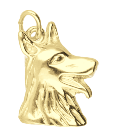Gouden Herdershond kop ketting hanger