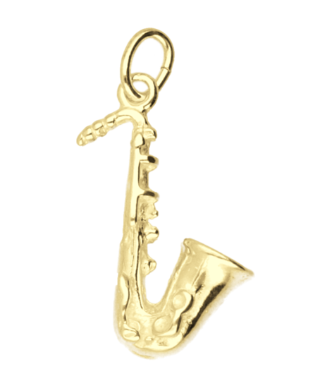 Gouden Saxofoon middel ketting hanger