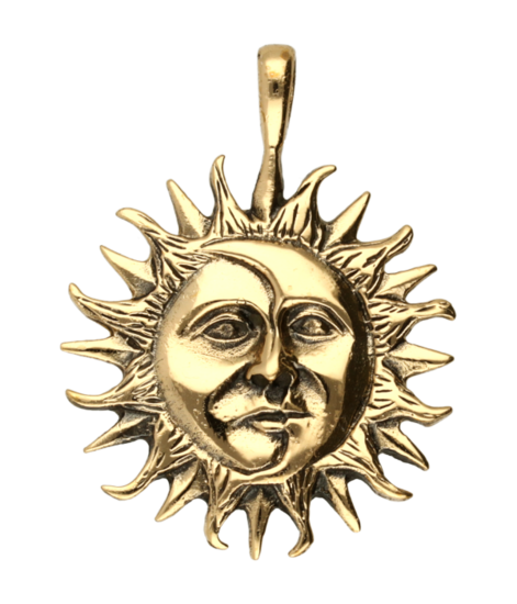 Zon en maan ketting hanger - brons