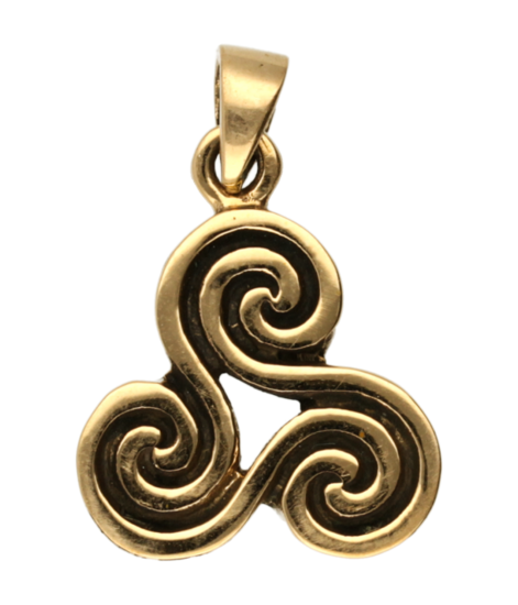Triskel fijn bewerkt ketting hanger - brons