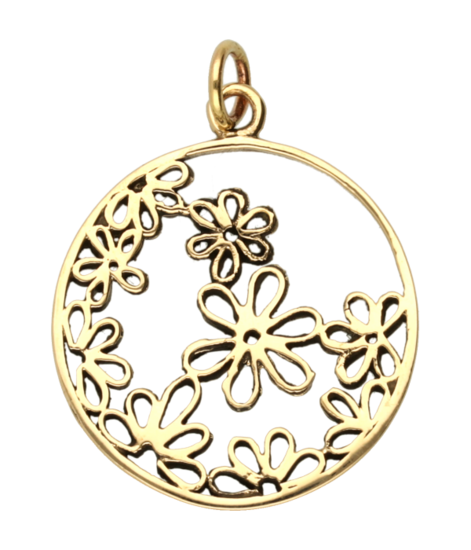 Bloemenring ketting hanger - brons