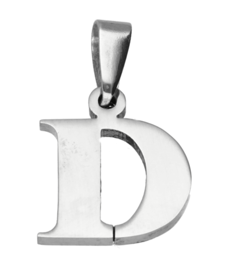 RVS Letter D ketting hanger - edelstaal