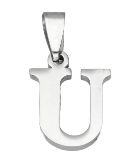 RVS Letter U ketting hanger - edelstaal