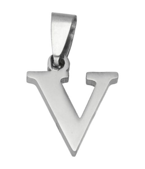 RVS Letter V ketting hanger - edelstaal