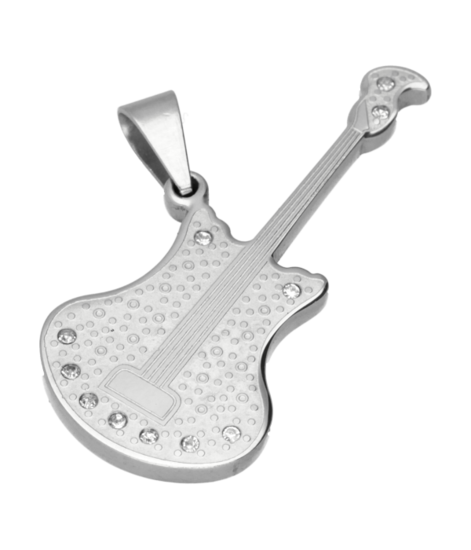RVS Gitaar middel ketting hanger - edelstaal