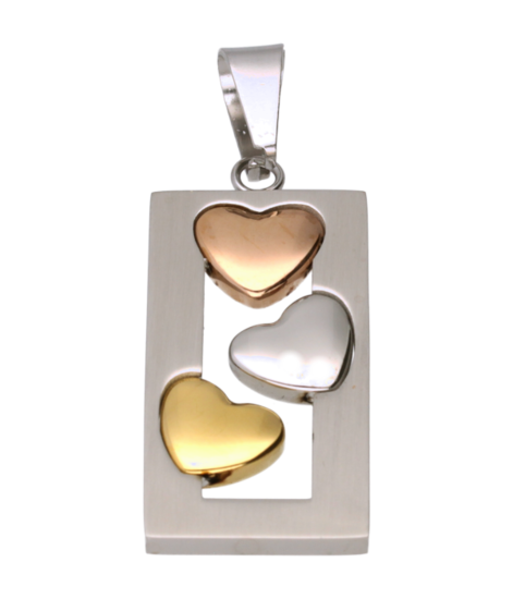 RVS Harten trio ketting hanger - edelstaal