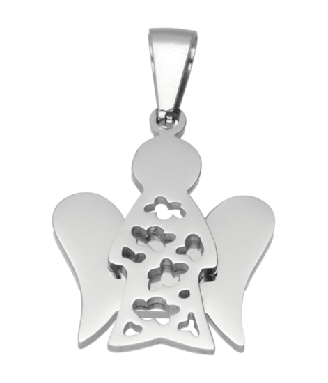 RVS Engel opengewerkt ketting hanger - edelstaal