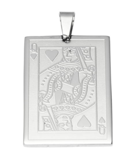 RVS Speelkaart Harten vrouw ketting hanger - edelstaal