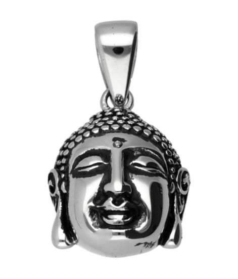 RVS Boeddha hoofd ketting hanger - edelstaal