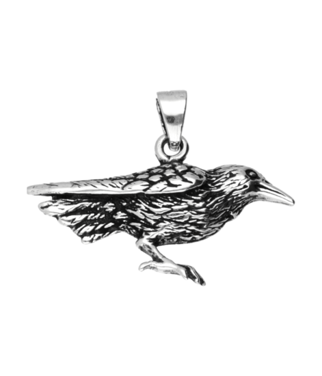 Silver Raven Necklace Pendant