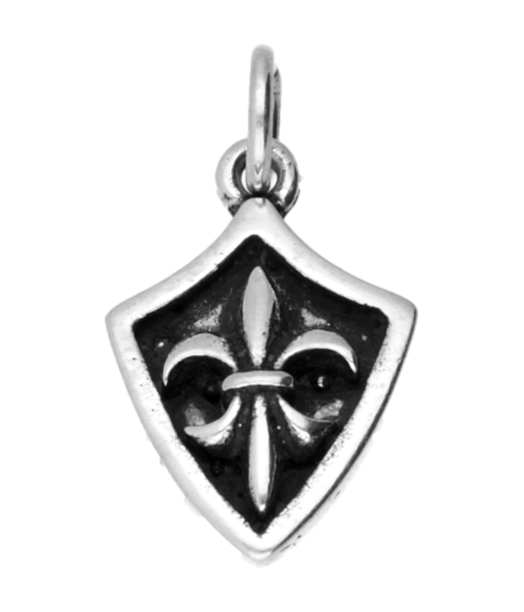 Zilveren Schild met Fleur de Lis kettinghanger