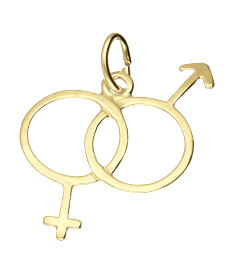 Gouden Man-Vrouw teken ketting hanger