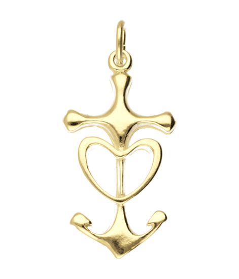 Gouden Hoop geloof en liefde groot ketting hanger
