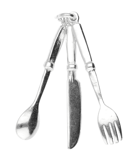Zilveren Bestek ketting hanger - groot
