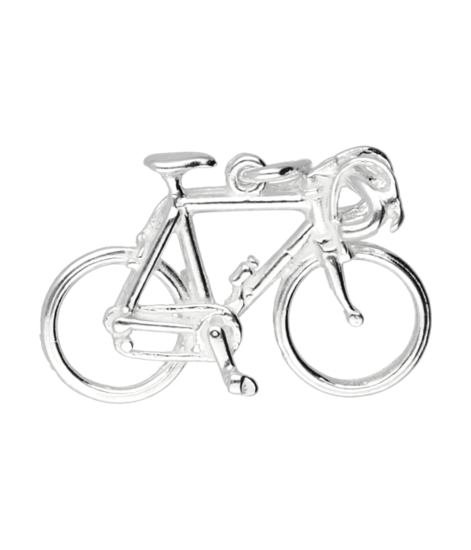 Zilveren Racefiets ketting hanger - groot