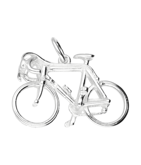 Zilveren Racefiets ketting hanger - groot