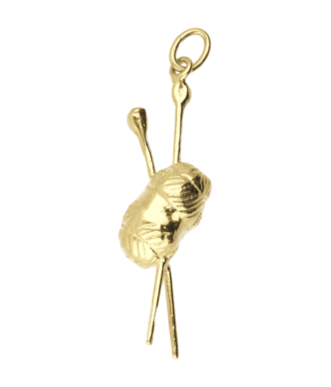 Gouden Breiwerk met naalden ketting hanger