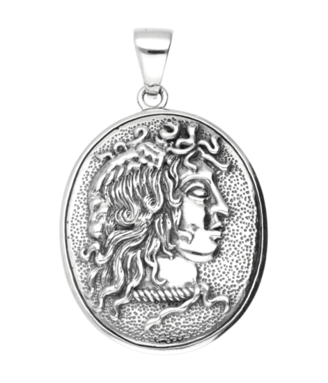 Zilveren Medusa amulet kettinghanger