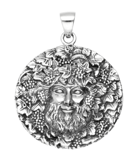 Zilveren Bacchus God van de wijn kettinghanger