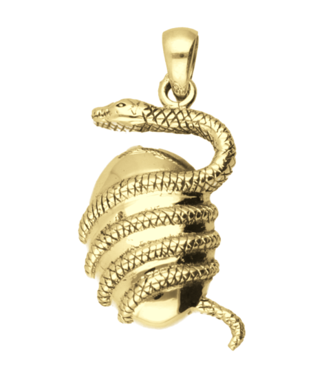 Golden Snake with Egg Necklace Pendant