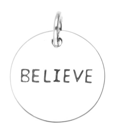 Zilveren Believe kettinghanger