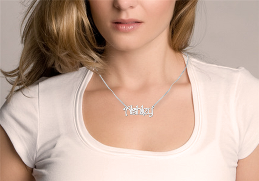 Zilveren Naamketting lettertype Ashley