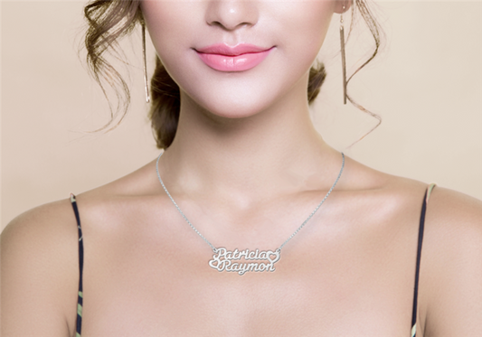 Zilveren Naamketting lettertype Patricia - hart - Raymon