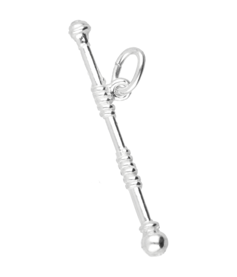 Zilveren Majorette stok ketting hanger