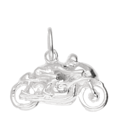 Zilveren Motor ketting hanger - met kuip klein